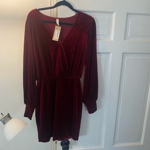 NWT dark red velvet dress